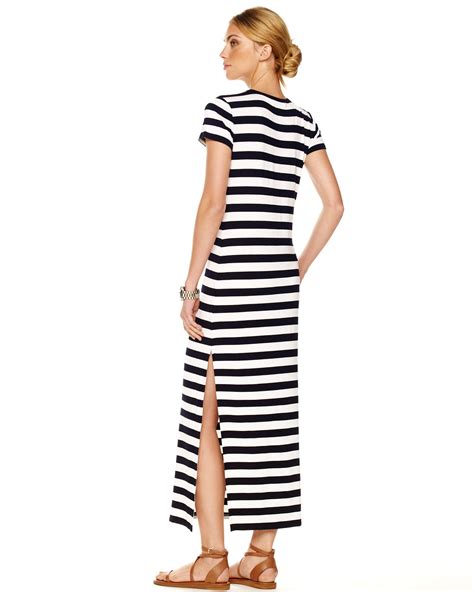 michael kors blue and white striped dress|michael kors white mini dress.